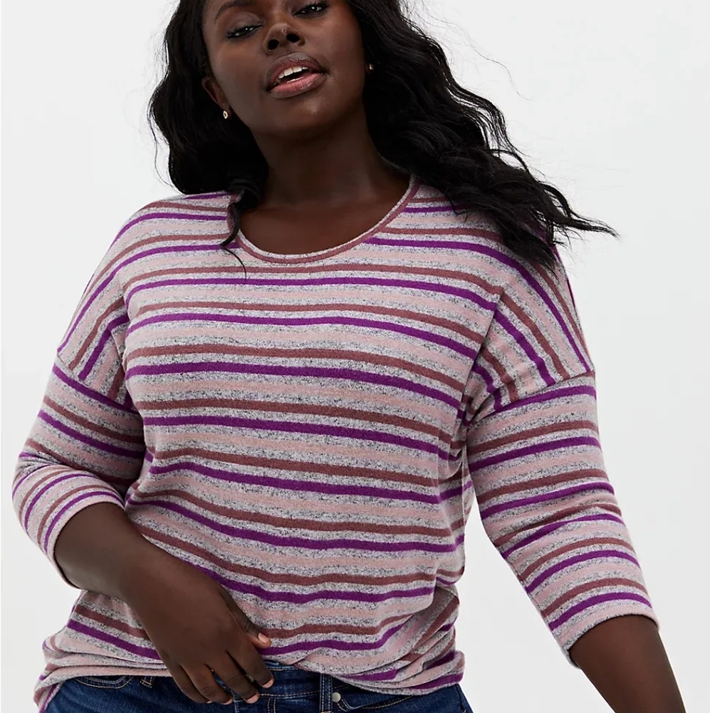 Torrid Super Soft Plush Long Sleeve Crew Grey Tee 4 4X